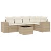 vidaXL 6-tlg. Garten-Sofagarnitur mit Kissen Beige Poly Rattan