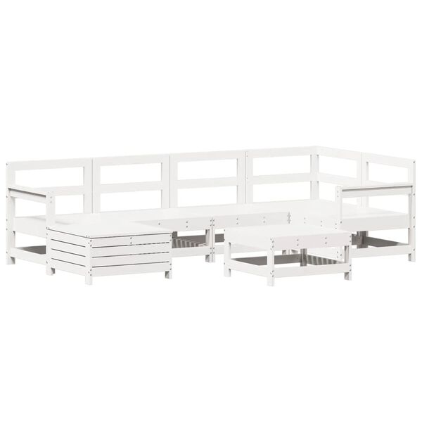 vidaXL 7-tlg. Garten-Sofagarnitur Wei&szlig; Massivholz Kiefer