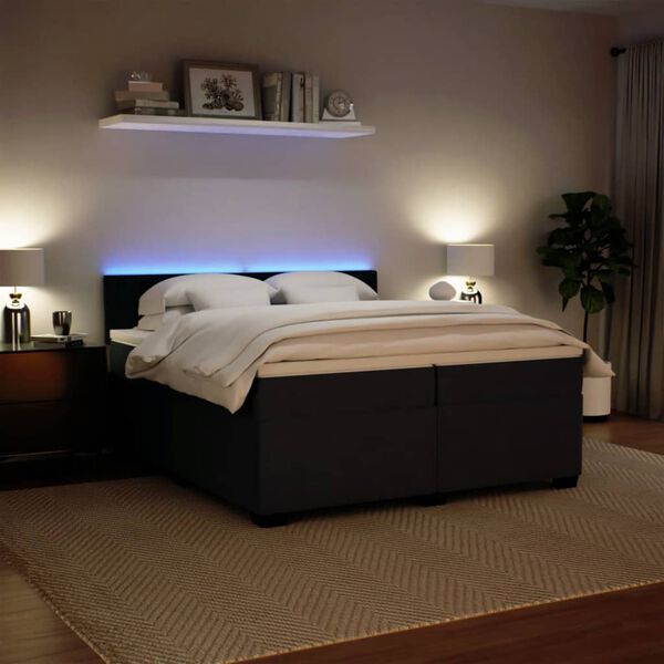 vidaXL Boxspringbett mit Matratze Dunkelgrau 200x200 cm Samt