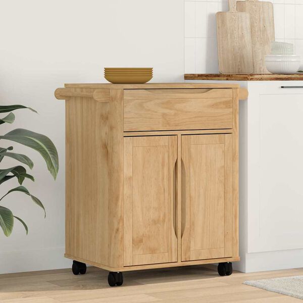 vidaXL K&uuml;chentrolley FLORO Wachsbraun 72,5 x 45 x 80 cm
