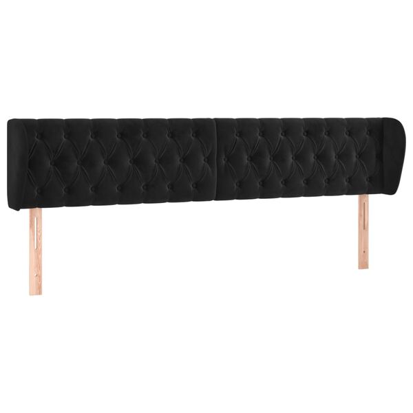 vidaXL Kopfteil mit Ohren Schwarz 203x23x78/88 cm Samt