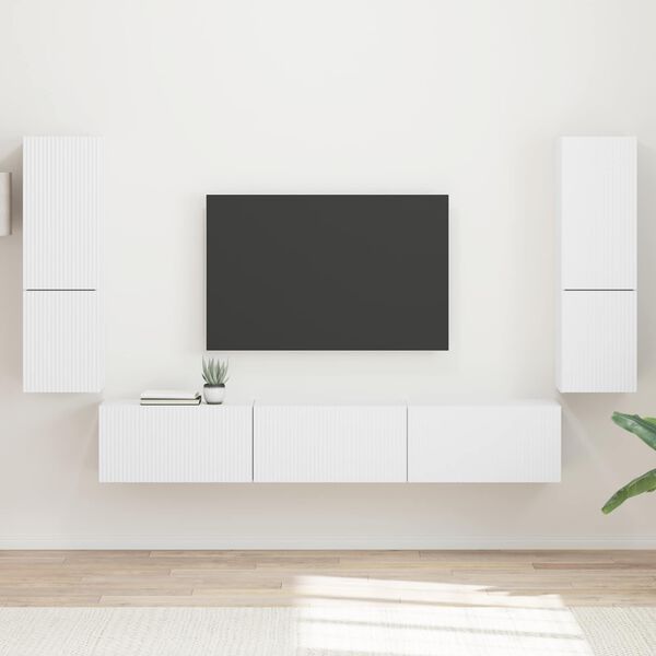 vidaXL TV-Schrankset Wandmontiert 4 pcs Wei&szlig; Holzwerkstoff