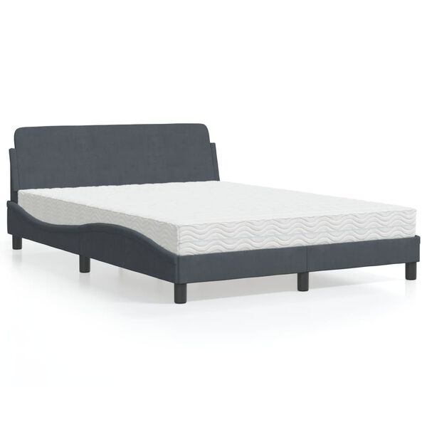 vidaXL Bett mit Matratze "Dover" Dunkelgrau 120x200 cm Samt