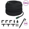 vidaXL Tropfschlauch Schwarz 0,6" 100 m Gummi