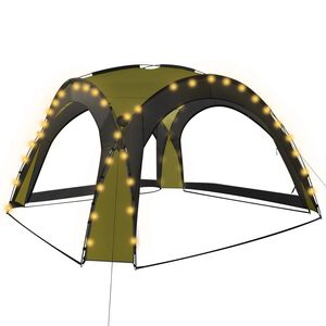 vidaXL Partyzelt mit LED und 4 Seitenw&auml;nden 3,6x3,6x2,3 m Gr&uuml;n