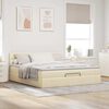 vidaXL Ottoman-Bett mit Matratze Creme 160x200 cm Stoff
