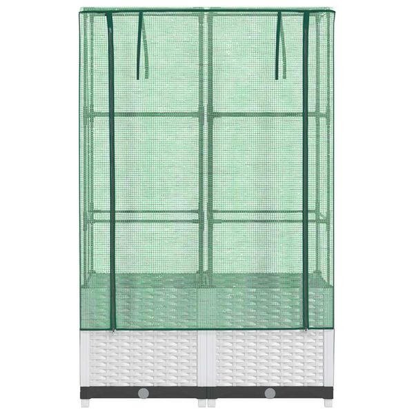 vidaXL Hochbeet mit Gew&auml;chshaus-Aufsatz Rattan-Optik 80x40x138 cm