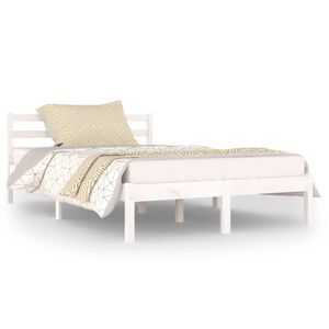 vidaXL Massivholzbett ohne Matratze Kiefernholz 120x200 cm Wei&szlig;