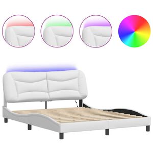 vidaXL Bettgestell mit LED ohne Matratze "Hvar" Wei&szlig; 160x200 cm