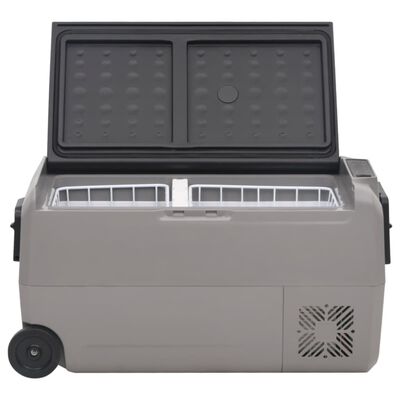 vidaXL Kühlbox mit Rollen und Adapter Schwarz & Grau 60 L PP & PE
