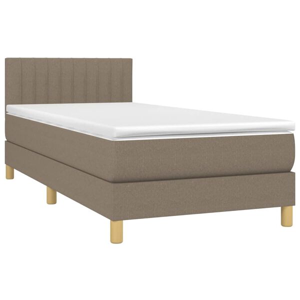 vidaXL Boxspringbett mit Matratze & LED Taupe 100x200 cm Stoff