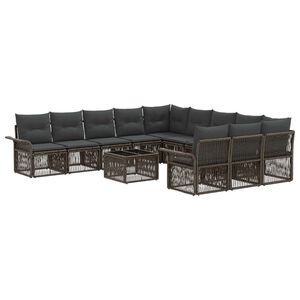 vidaXL Gartensofa-set 12 Stk. Grau Poly-Rattan