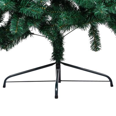 vidaXL Künstlicher Halber Weihnachtsbaum mit LEDs & Kugeln Grün 210 cm