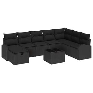 vidaXL Sofa Set 9 Stk. Schwarz Poly-Rattan