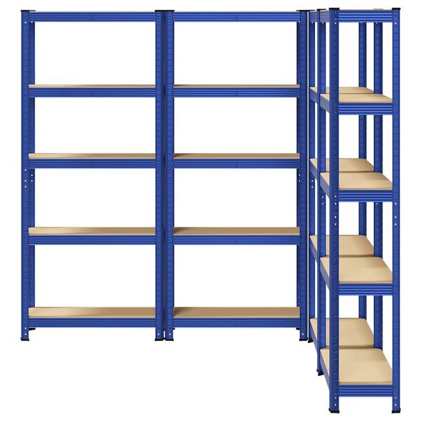 vidaXL Lagerregale mit 5 B&ouml;den 4 Stk. Blau Stahl & Holzwerkstoff
