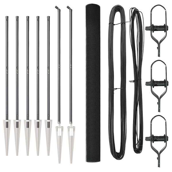 vidaXL Zaunpfosten Grau 10 x 1,5 m (16 x 16 mm Gitter) Stahl und PVC