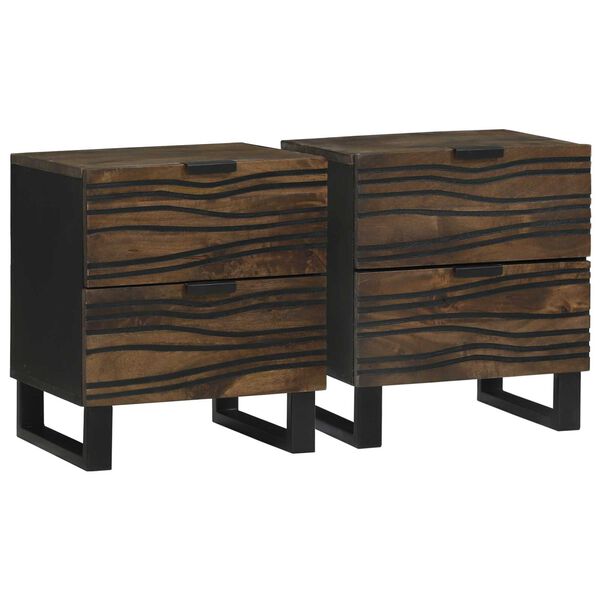 vidaXL Nachttisch 2 pcs Walnuss 40 x 33 x 46 cm Massivholz Akazie
