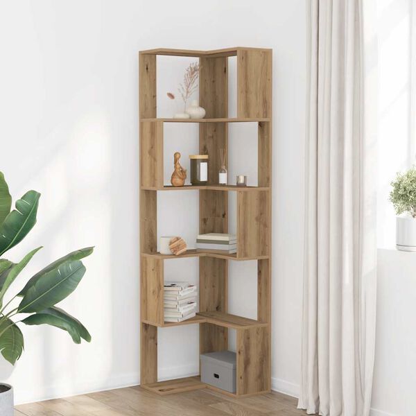 vidaXL Eck-B&uuml;cherregal 5 B&ouml;den Artisan-Eiche 50x50x179cm Holzwerkstoff