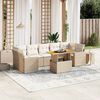 vidaXL 8-tlg. Garten-Sofagarnitur mit Kissen Beige Poly Rattan