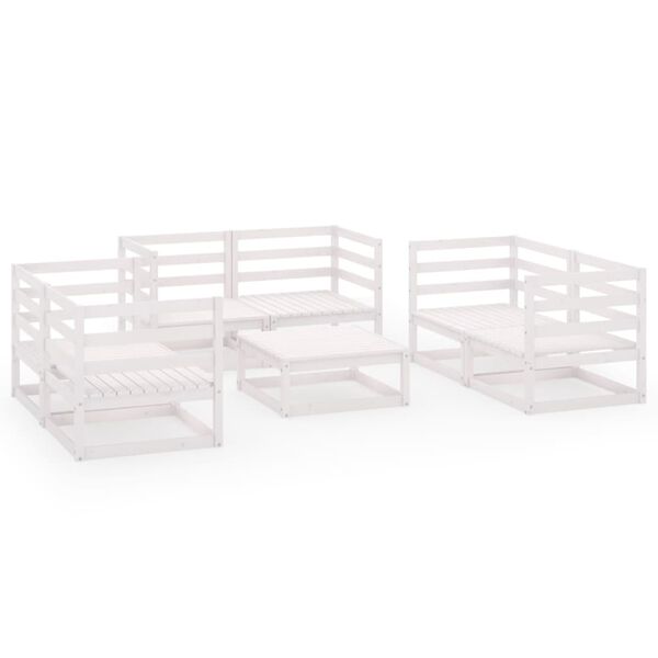 vidaXL 7-tlg. Garten-Lounge-Set Wei&szlig; Massivholz Kiefer