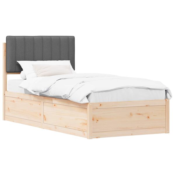 vidaXL Bettgestell mit gepolstertem Kopfteil Dunkelgrau 90 x 190 cm