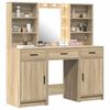 vidaXL Schminktischset mit LED 3 pcs Sonoma-Eiche Holzwerkstoff