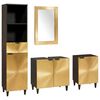 vidaXL Badezimmerschrank-Set 4 pcs Schwarz und Gold Massivholz Mango