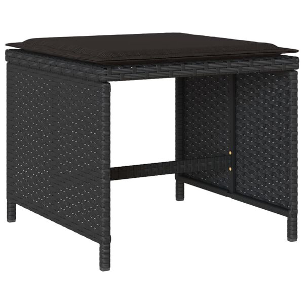 vidaXL 17-tlg. Garten-Essgruppe mit Kissen Schwarz Poly Rattan