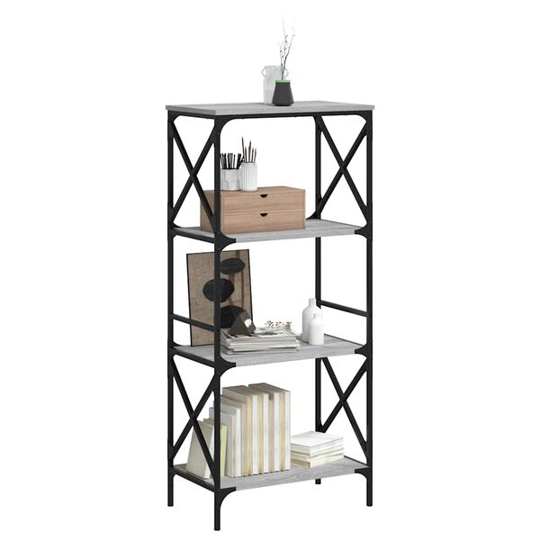 vidaXL B&uuml;cherregal 4 B&ouml;den Grau Sonoma 59x35x132 cm Holzwerkstoff