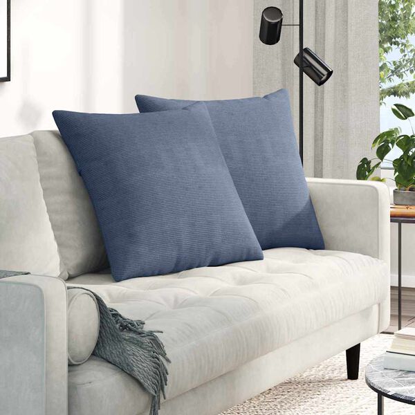vidaXL Sofakissen 2 St&uuml;ck Blau 80 x 80 cm Cordstoff