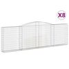 vidaXL Gabionen mit Hochbogen 8 Stk. 400x30x120/140cm Verzinktes Eisen