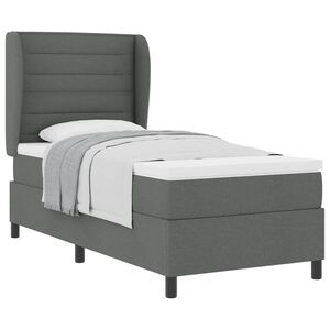 vidaXL Boxspringbett mit Matratze Dunkelgrau 100 x 200 cm Stoff