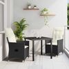 vidaXL Garten Essgruppe mit Kissen 3 pcs Schwarz Poly Rattan