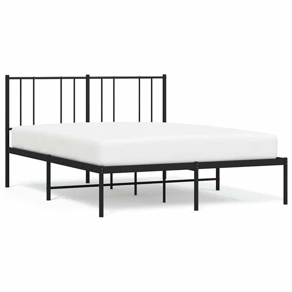 vidaXL Bettgestell mit Kopfteil Metall Schwarz 150x200 cm