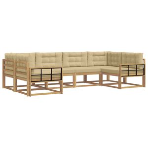 vidaXL Outdoor-Sofagarnitur mit Kissen 6 pcs Wei&szlig; und Beige