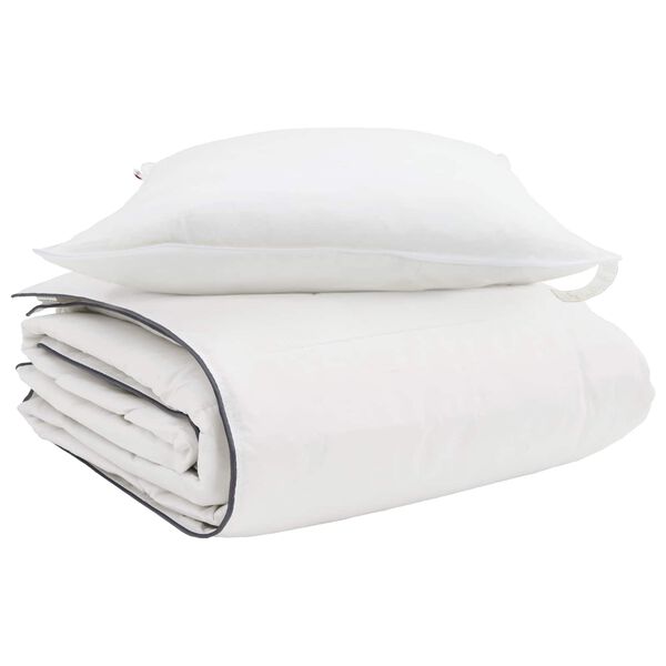 vidaXL Winterbettdecke mit Kissen 2 pcs Wei&szlig; Daunenfeder