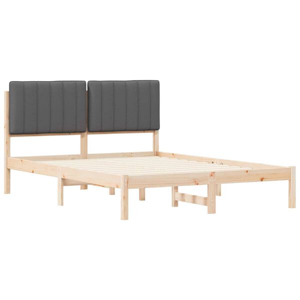vidaXL Bettgestell mit gepolstertem Kopfteil Dunkelgrau 140 x 190 cm