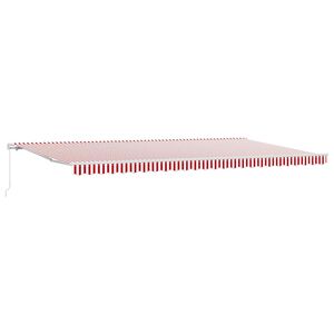 vidaXL Ausziehbare Markise Rot und Wei&szlig; 600 x 350 cm