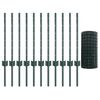vidaXL Zaun mit Pfosten Gr&uuml;n 0,6 x 25 m Stahl und PVC