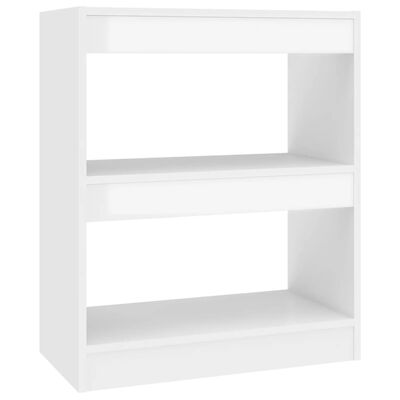 vidaXL Bücherregal/Raumteiler Hochglanz-Weiß 60x30x72 cm