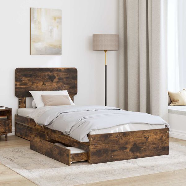 vidaXL Aufbewahrungsbett Ger&auml;ucherte Eiche 90 x 200 cm Holzwerkstoff