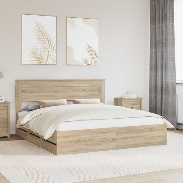 vidaXL Bettrahmen Sonoma-Eiche 200 x 200 cm Ingenieurs Holz