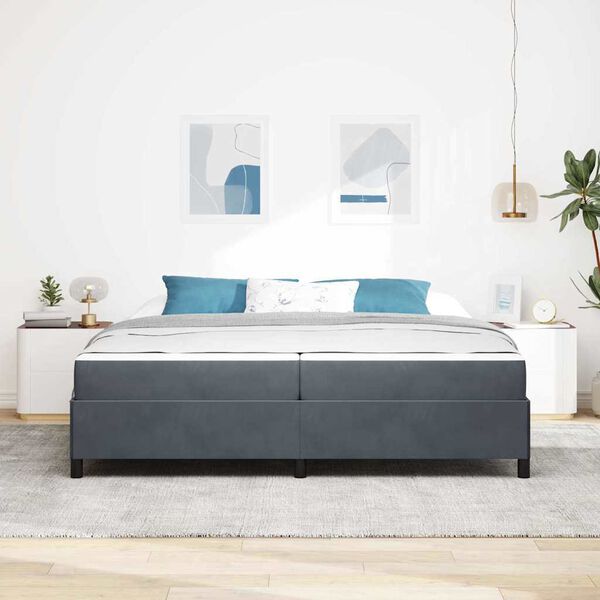 vidaXL Bettrahmen mit Matratze Dunkelgrau 200 x 200 cm Stoff