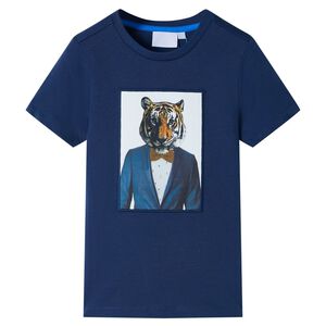 vidaXL Kinder-Kurzarmshirt Dunkelblau 128