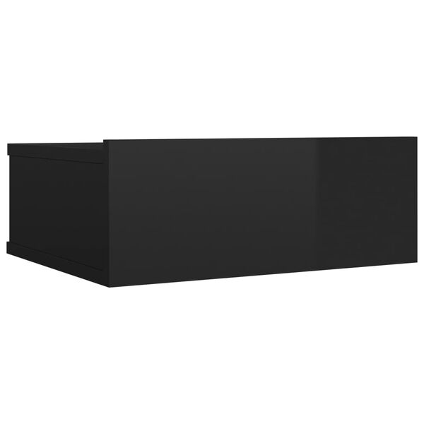 vidaXL H&auml;ngender Nachttisch Hochglanz-Schwarz 40x30x15cm Holzwerkstoff
