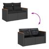 vidaXL Gartensofa mit Kissen 2-Sitzer Schwarz Poly Rattan