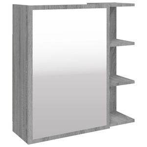 vidaXL Bad-Spiegelschrank Grau Sonoma 62,5x20,5x64 cm Holzwerkstoff