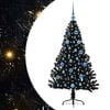 vidaXL K&uuml;nstlicher vorbeleuchteter Weihnachtsbaum Schwarz 150 cm PVC