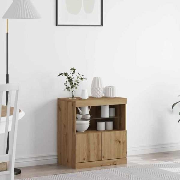 vidaXL LED-Sideboard Braun 60,5 x 37 x 67 cm Holzwerkstoff