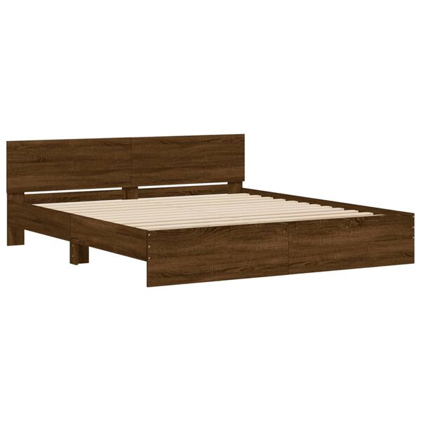 vidaXL Bettgestell mit Kopfteil Braun Eiche-Optik 180x200 cm